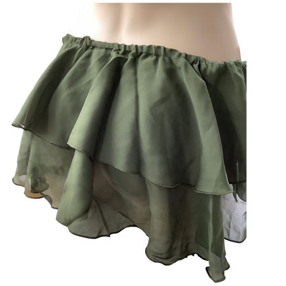 Zuliana Size Small Green Ruffle Tie Skirt. Made in USA New With Tags - Picture 3 of 3